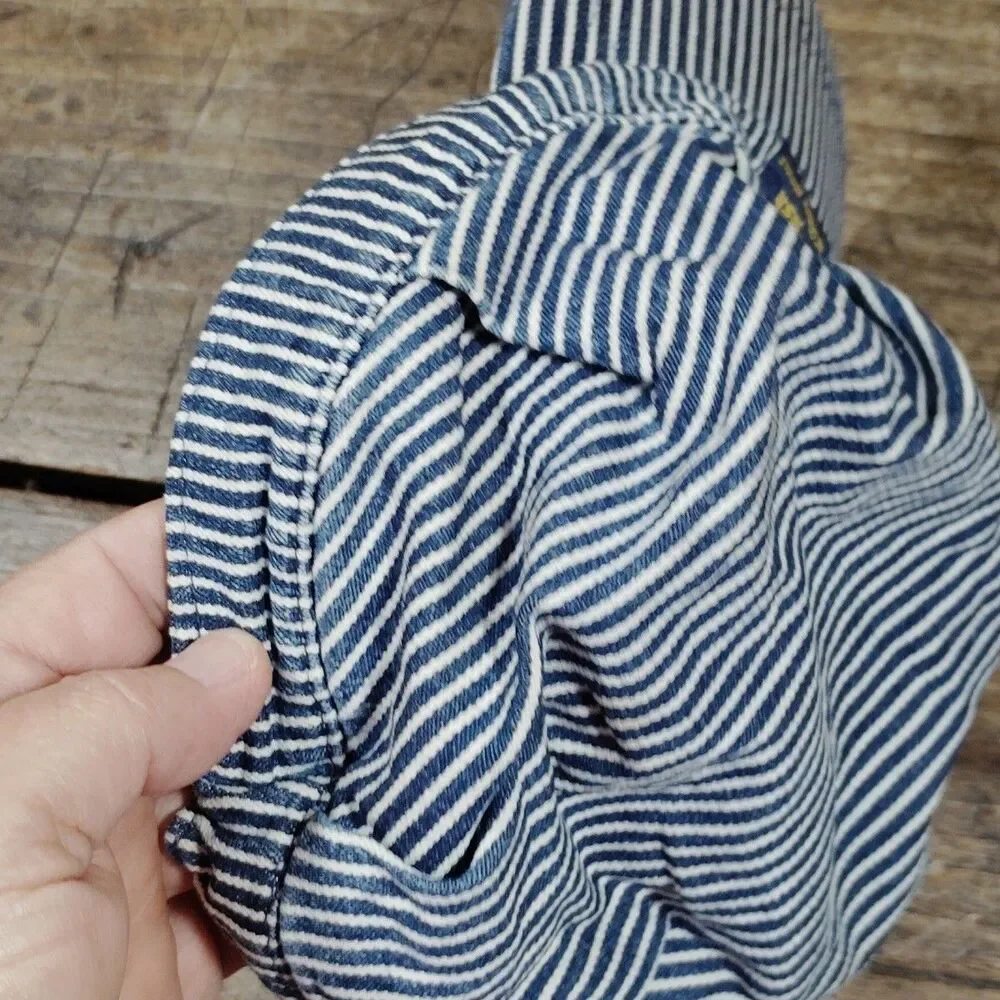 Baby Osh Kosh Hat Railroad Engineer Striped Cap 12-24 M Blue White